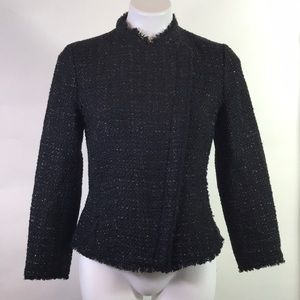 NWT! 💙Beautiful Ann Taylor Black Silver Sparkle Tweet Blazer Jacket